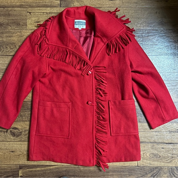 Accents On Outwear • X-Large • Vintage • USA (Union Made) • Wool/ Fringe/ Coat - Picture 2 of 12